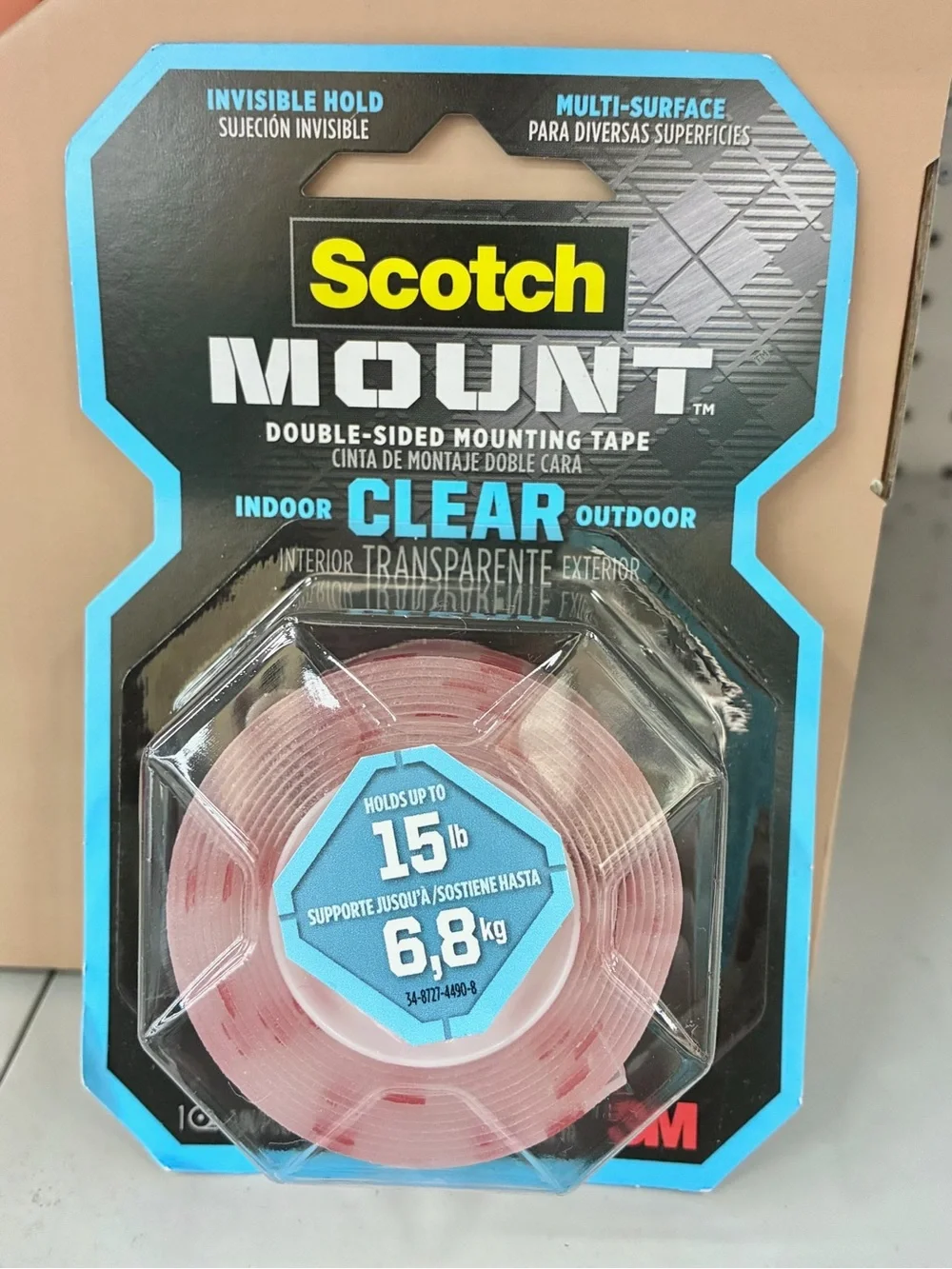 🧰$7🧰 NEW SCOTCH Double-sided Mounting Tape Clear Indoor Outdoor 1 IN x 60 IN - Picture 1 of 8